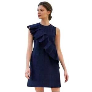 Ted Baker Sz 6 Mahlene Eyelet Embroidered Ruffle Shift Dress Capsule Cottoned On